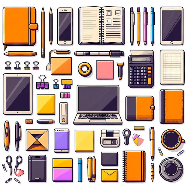 A variety of school tools