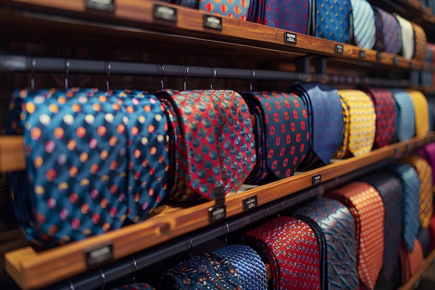 Photo a variety of ties are on display in a store