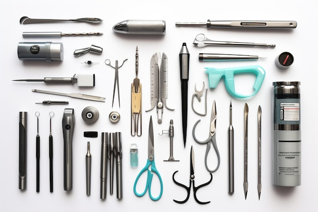 A variety of tools including a surgical tool.