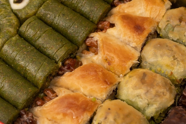 A variety of turkish sweet baklava Walnut baklava