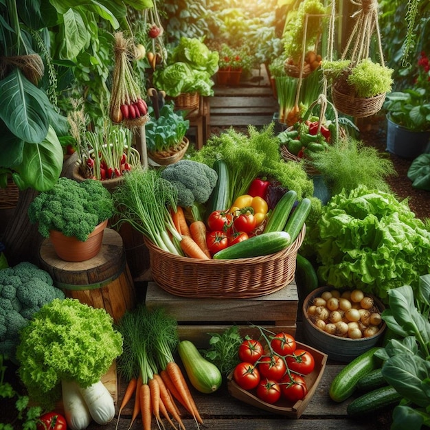 a variety of vegetables including broccoli lettuce tomatoes and other vegetables