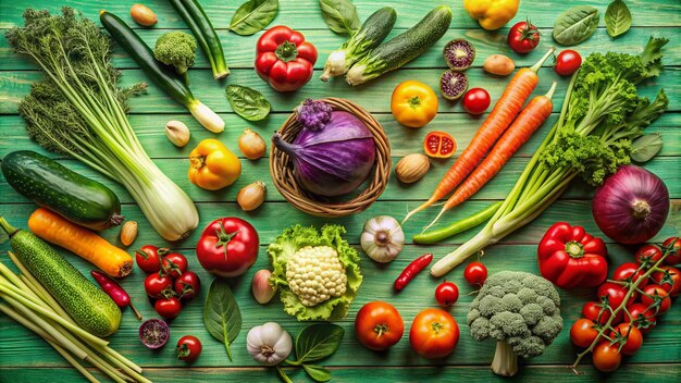 Photo a variety of vegetables including broccoli radishes radishes and tomatoes