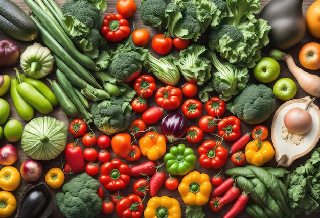 A variety of vegetables including broccoli, zucchini, and zucchini