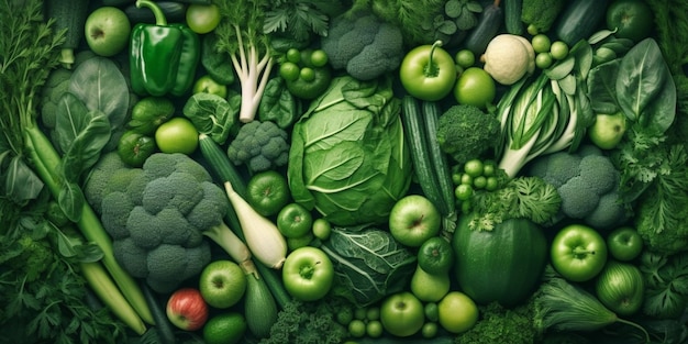 A variety of vegetables including green, red, and blue.