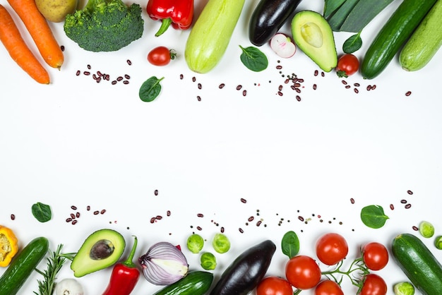 A variety of vegetables on a white background