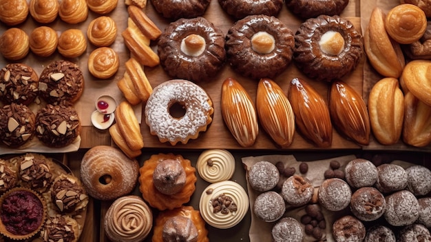 Various beautiful delicious pastries