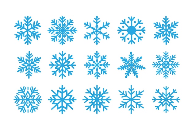 Photo various blue snowflake illustrations on white background