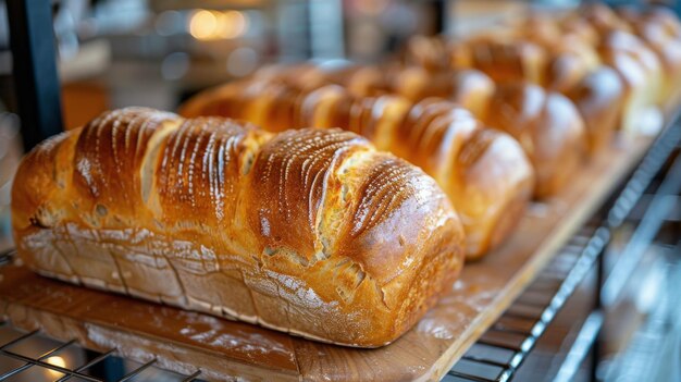 Various Breads Displayed on a Rack