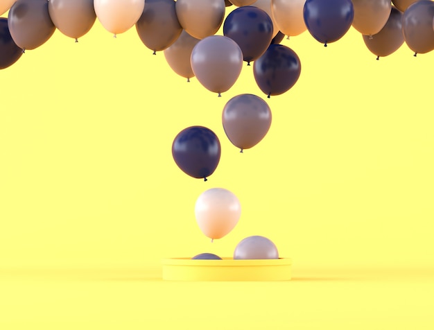 Various color of balloons floating out from the yellow pipe