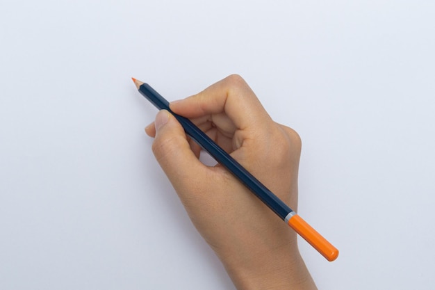 Various colored pencils on a white background