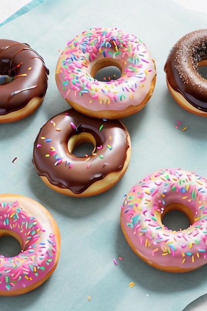 Various colorful donuts AI generated images