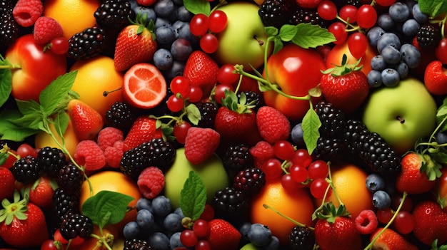 various colorful fruits and vegetables background wallpaper ai generated image