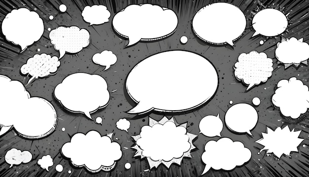 Photo various comic book style speech bubbles chat text box 2