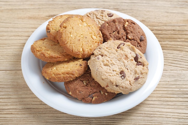 Various cookies in plate