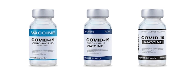 Various of COVID-19, Corona Virus Vaccine with clip path. 3 bottle of Vaccine show Injection Medicine. Vaccination, Treatment, Health care, Medical concept for Covid-19 Corona Virus infection.