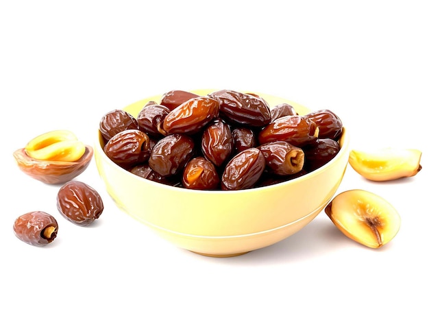 Various of dates in nice bowlwhite background