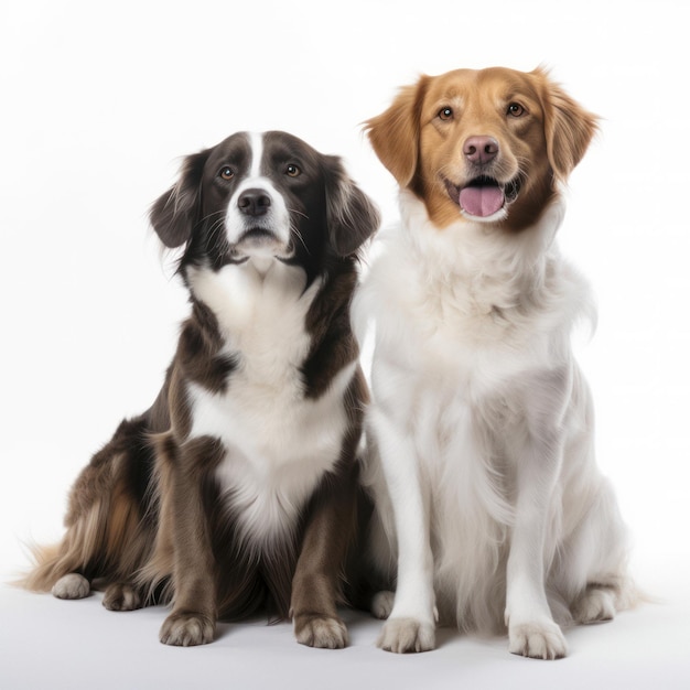 Various Dog Breeds Posing on a White Background