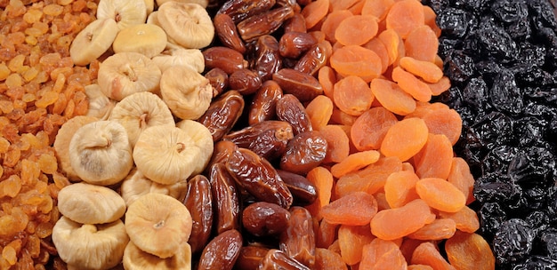 Various dried fruits background