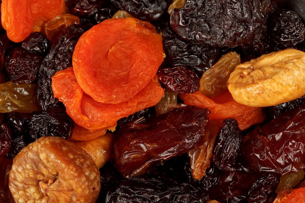 Various dried fruits closeup