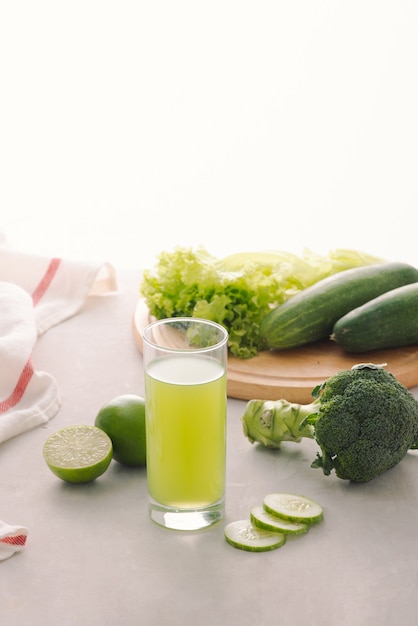 Various freshly squeezed vegetable juices for Fasting