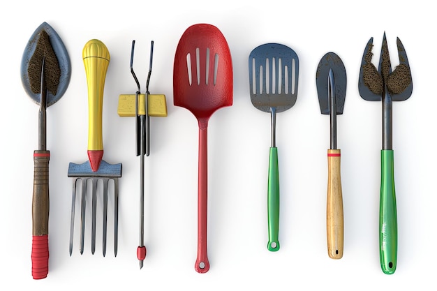 Various Gardening Tools Isolated on a White Background