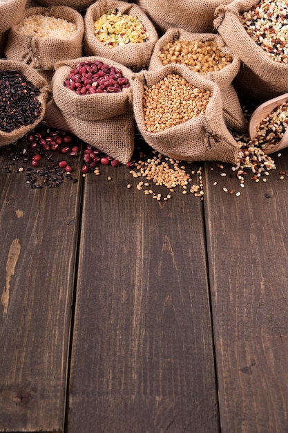 Various grains and cereals in sack