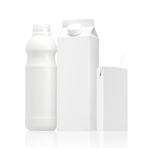 Various group of Milk package or pack of juice with blank space