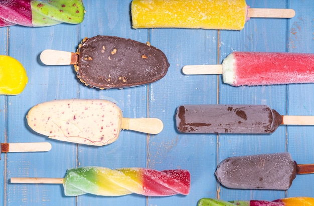 Various ice cream popsicles