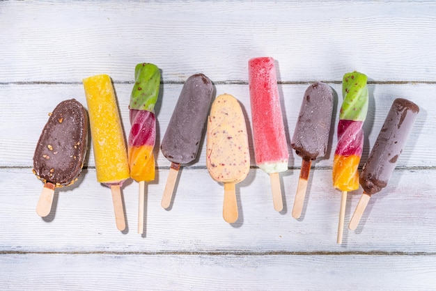 Various ice cream popsicles