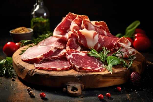 Various Italian cured meats seasoned with herbs