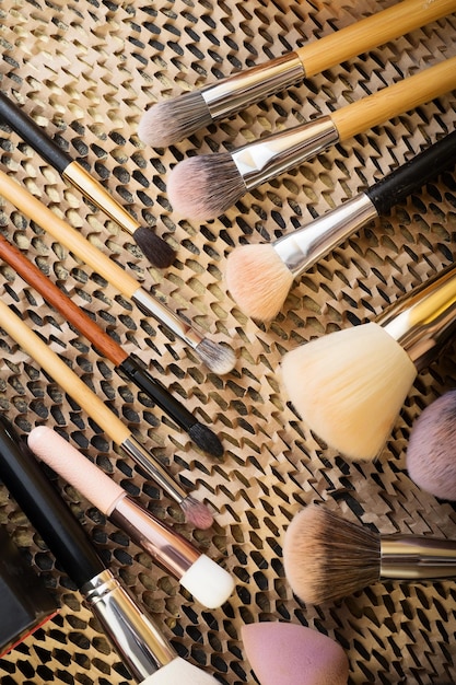 Photo various make-up brushes