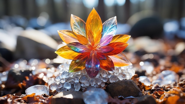 Various multicolored crystal forms found in nature snow Generative AI