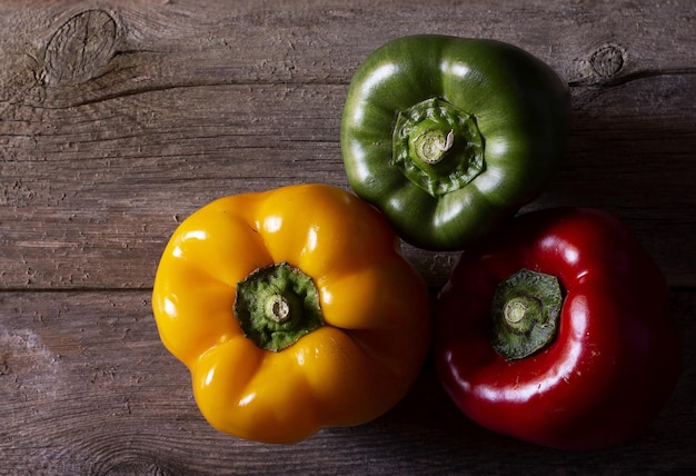 various organic peppers for healthy eating in yellow, red and green colors