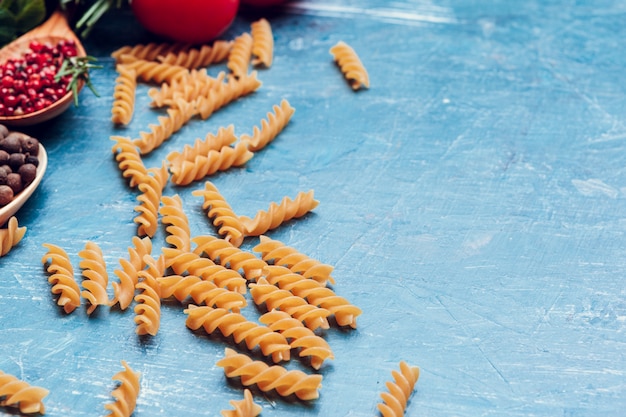 Various pasta. Cooking concept. Top view