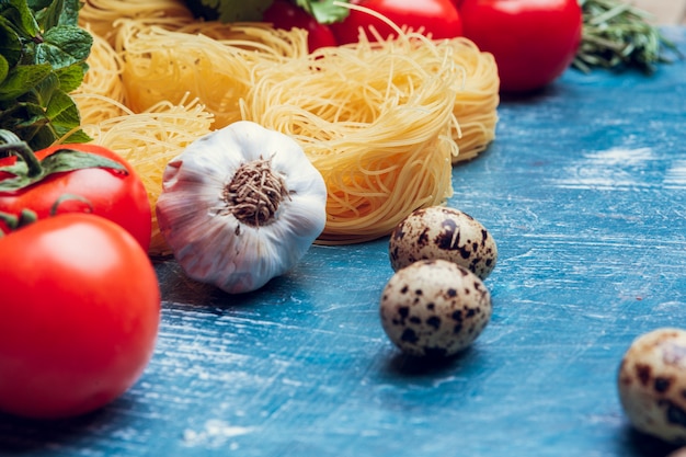 Various pasta. Cooking concept. Top view