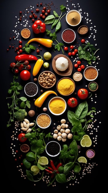 Photo various spices and ingredients are arranged in bowls ai