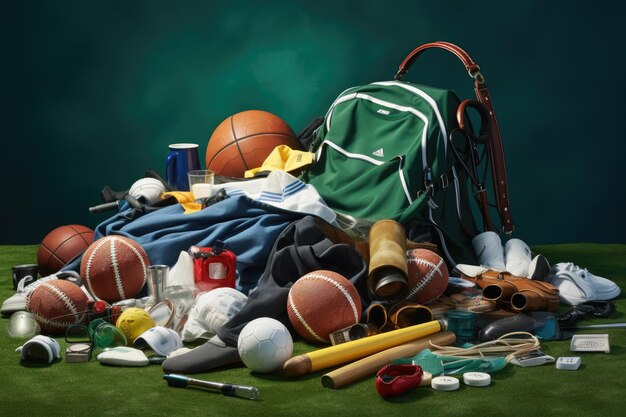 Various sports equipmen basketball tennis