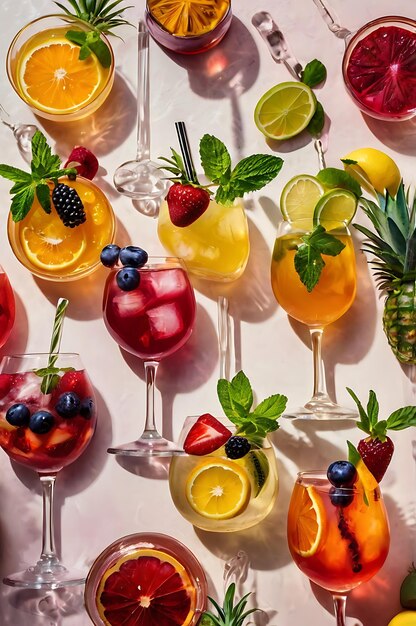 Various Summer Mocktails drinks