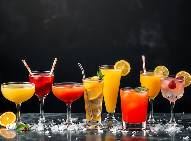 Various Summer Mocktails drinks