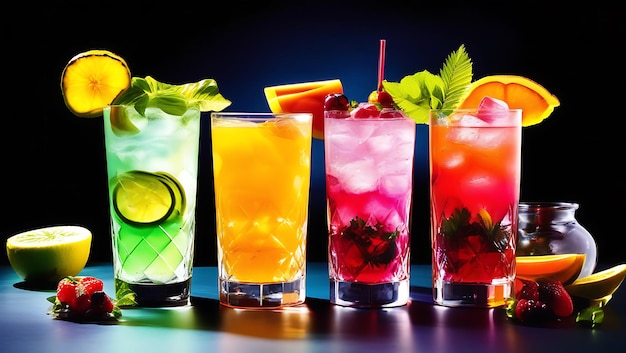 Various Summer Mocktails drinks