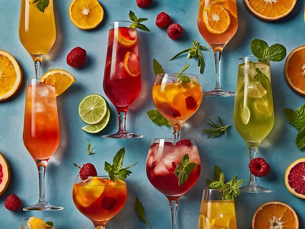 Various Summer Mocktails drinks