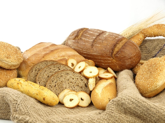 Various types of bread and other wheat products