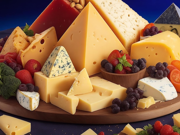 Various types of delicious cheese platter image