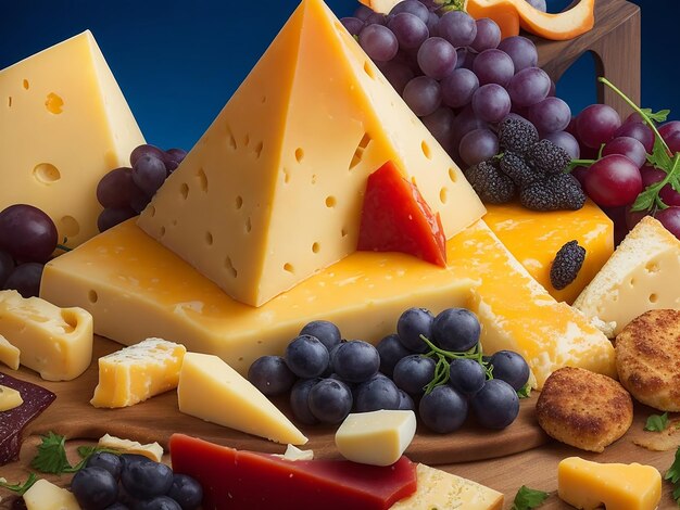 Various types of delicious cheese platter image