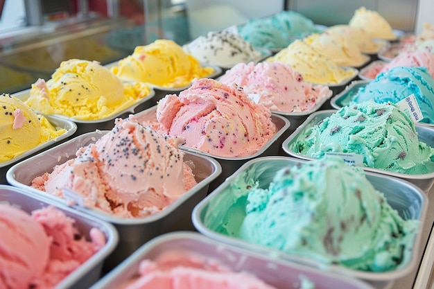 Various types of ice cream in the bowls a delicious dessert aig