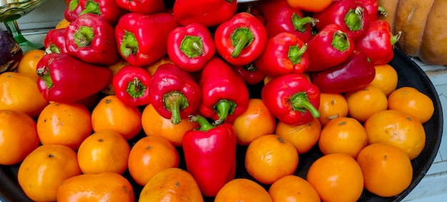 Various vegetables on the shelves