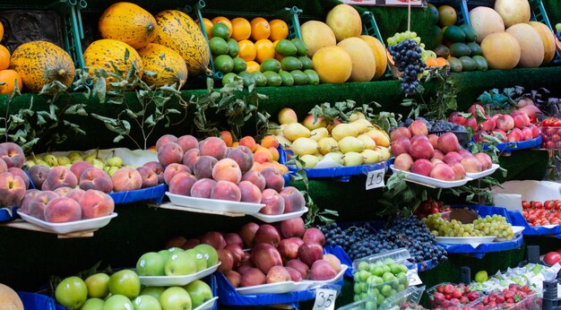 Variuos fruit is sold at the street market xAFresh fruits Healthy food Mixed fruit