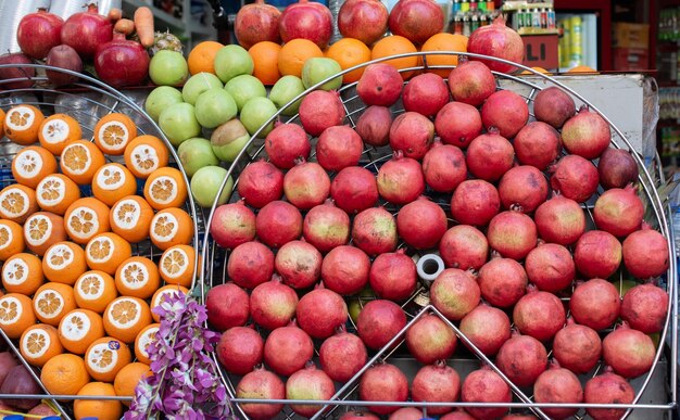 Variuos fruit is sold at the street market xAFresh fruits Healthy food Mixed fruit