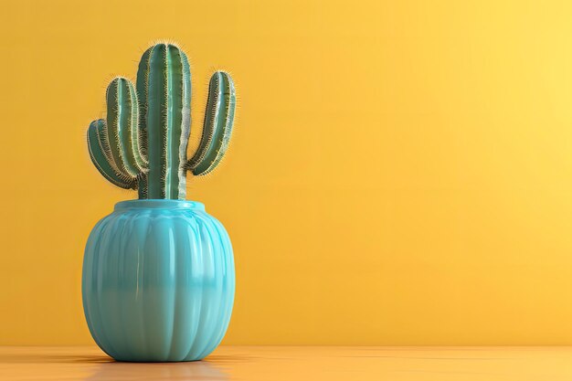 Vase cactus decoration with empty room