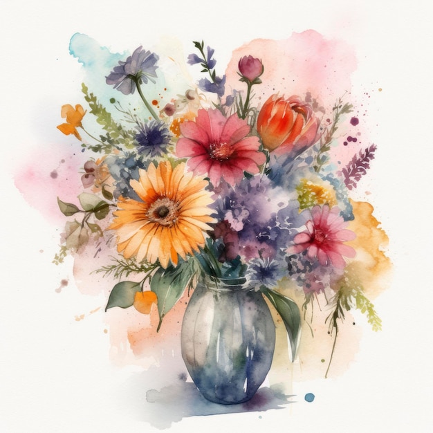 A vase of flowers is filled with colorful flowers.